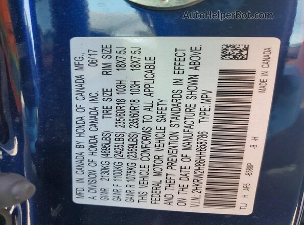 2HKRW2H86HH658786 2017 HONDA CR-V Blue 