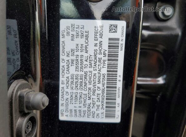 2HKRW2H99LH670545 2020 HONDA CR-V Black Widok naklejki z numerem VIN