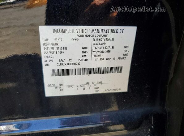 2L1MJ5LTXKBL01732 2019 LINCOLN MKT Black VIN sticker view