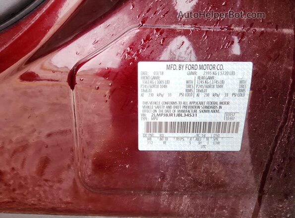 2LMPJ8JR1JBL34531 2018 LINCOLN MKX Purple 