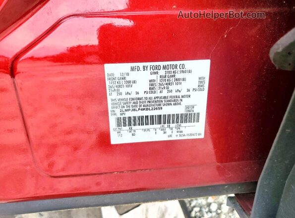 2LMPJ8LP4KBL22659 2019 LINCOLN NAUTILUS Burgundy Engine compartment view