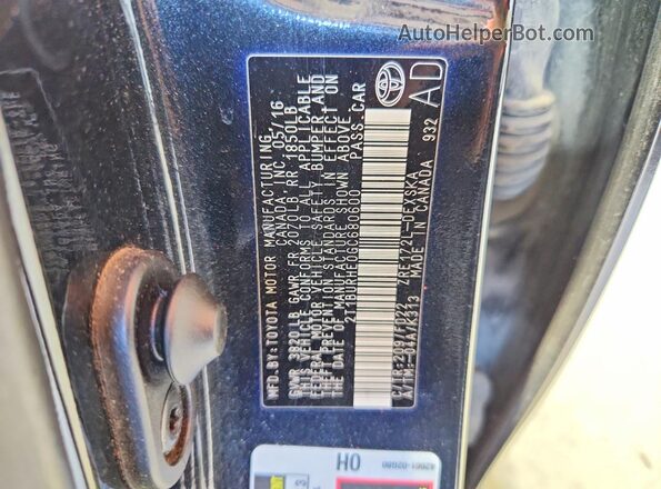 2T1BURHE0GC680600 2016 TOYOTA COROLLA Black Engine compartment view