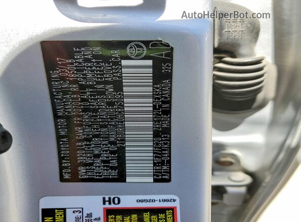 2T1BURHE0HC875095 2017 TOYOTA COROLLA Silver Вид підкапотного простору