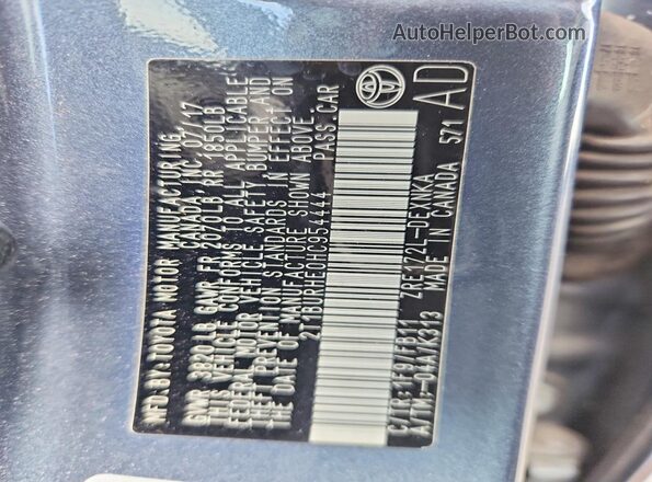 2T1BURHE0HC954444 2017 TOYOTA COROLLA Gray Շարժիչի բաժամունքի տեսք