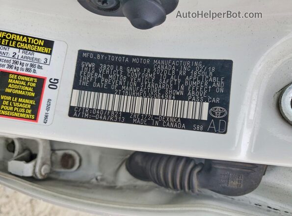2T1BURHE0JC064984 2018 TOYOTA COROLLA Белый Вид подкапотного пространства