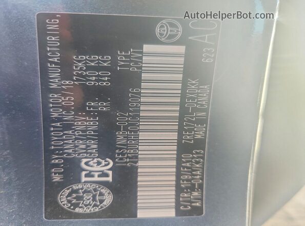 2T1BURHE0JC119076 2018 TOYOTA COROLLA Gray Engine compartment view