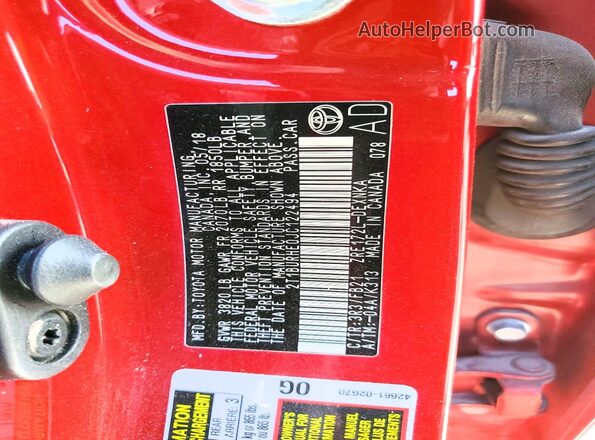2T1BURHE0JC122494 2018 TOYOTA COROLLA Red 