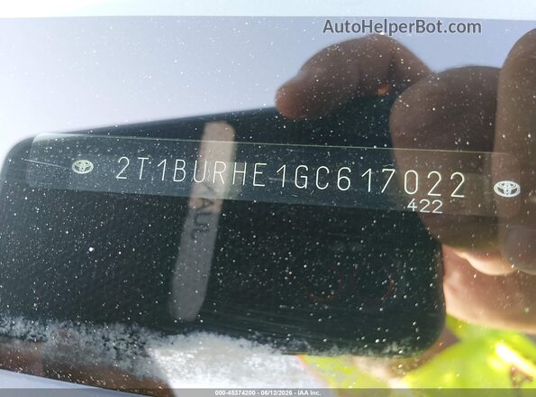 2T1BURHE1GC617022 2016 TOYOTA COROLLA Silver 