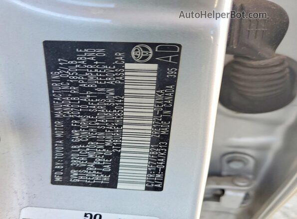 2T1BURHE1HC850142 2017 TOYOTA COROLLA Серебряный 