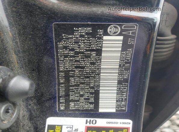 2T1BURHE1HC926412 2017 TOYOTA COROLLA Black 