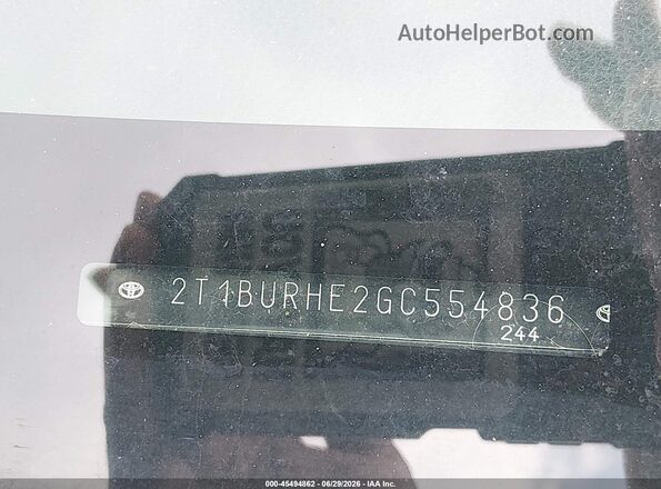 2T1BURHE2GC554836 2016 TOYOTA COROLLA Black ძრავის განყოფილების ხედი