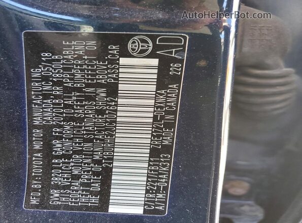 2T1BURHE2JC107642 2018 TOYOTA COROLLA Blue Engine compartment view