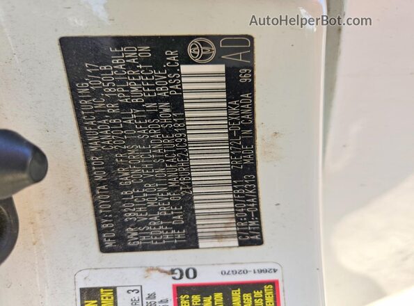 2T1BURHE2JC991811 2018 TOYOTA COROLLA White Engine compartment view