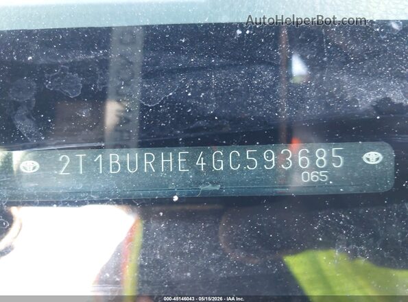 2T1BURHE4GC593685 2016 TOYOTA COROLLA Black 