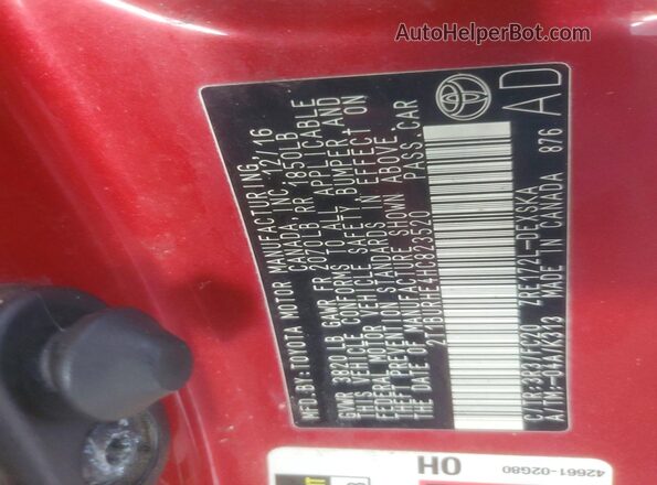 2T1BURHE4HC823520 2017 TOYOTA COROLLA Red 