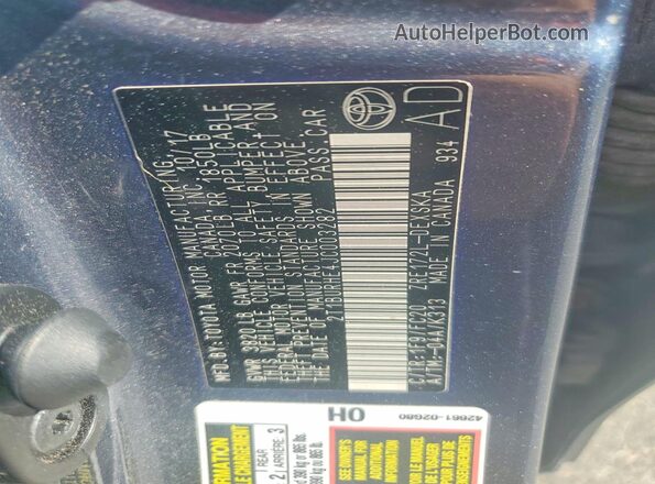 2T1BURHE4JC003282 2018 TOYOTA COROLLA Blue Շարժիչի բաժամունքի տեսք