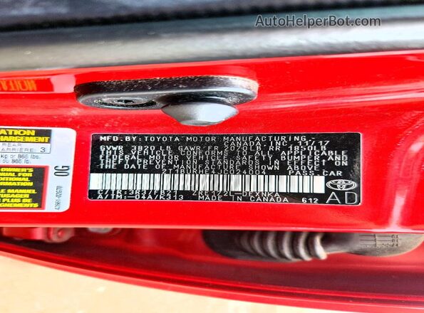 2T1BURHE4JC024004 2018 TOYOTA COROLLA Red 