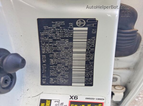 2T1BURHE5GC492199 2016 TOYOTA COROLLA White Շարժիչի բաժամունքի տեսք