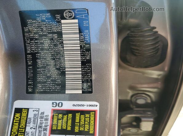 2T1BURHE5HC815782 2017 TOYOTA COROLLA Charcoal VIN կոդի պիտակի տեսք
