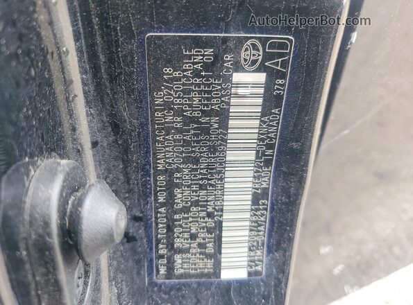 2T1BURHE5JC069727 2018 TOYOTA COROLLA Black Widok naklejki z numerem VIN