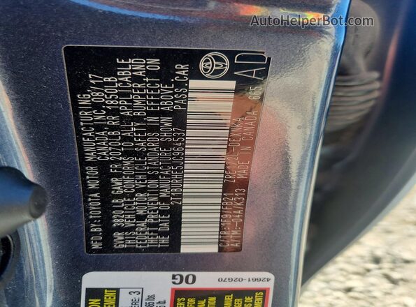 2T1BURHE5JC964537 2018 TOYOTA COROLLA Blue 