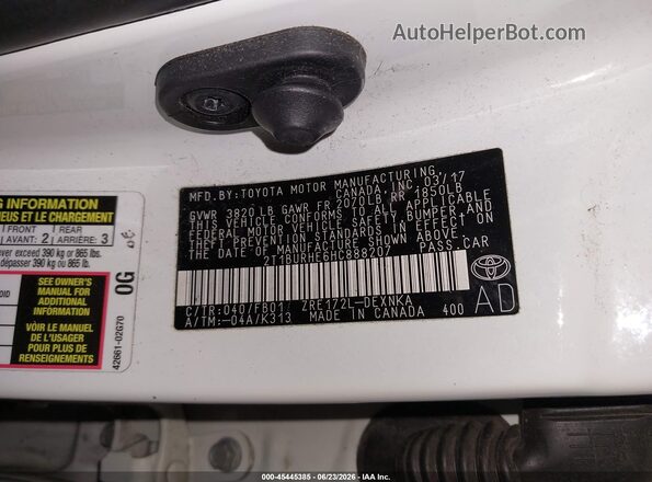 2T1BURHE6HC888207 2017 TOYOTA COROLLA White ძრავის განყოფილების ხედი