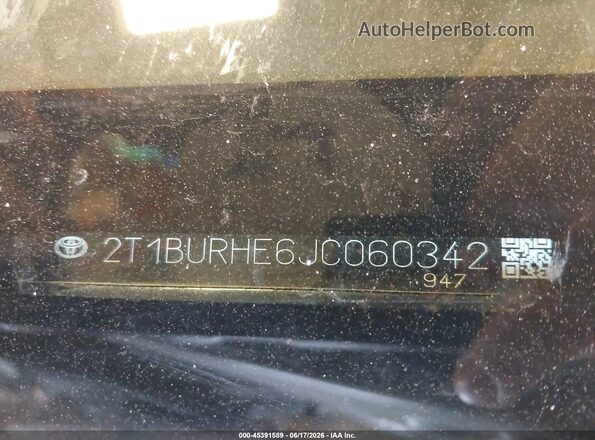 2T1BURHE6JC060342 2018 TOYOTA COROLLA Gray Widok komory silnika