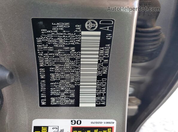 2T1BURHE6JC111855 2018 TOYOTA COROLLA Brown Widok komory silnika
