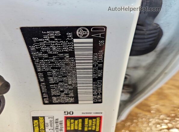 2T1BURHE6KC215649 2019 TOYOTA COROLLA White Widok komory silnika