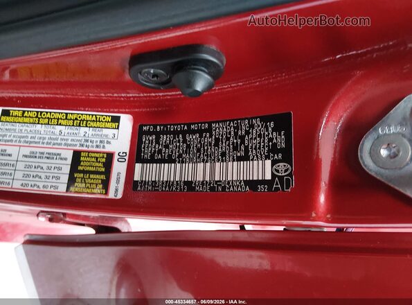 2T1BURHE7GC631961 2016 TOYOTA COROLLA Red Вид підкапотного простору