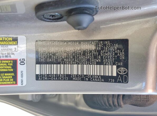 2T1BURHE7GC682408 2016 TOYOTA COROLLA Brown 