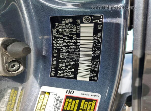 2T1BURHE7KC218981 2019 TOYOTA COROLLA Blue VIN sticker view
