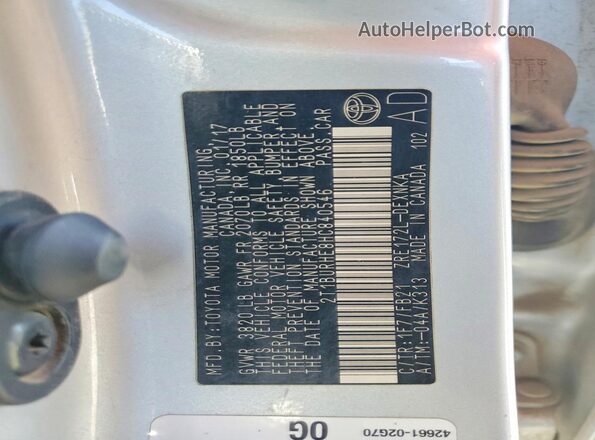 2T1BURHE8HC840546 2017 TOYOTA COROLLA Серебряный Вид наклейки с VIN-кодом