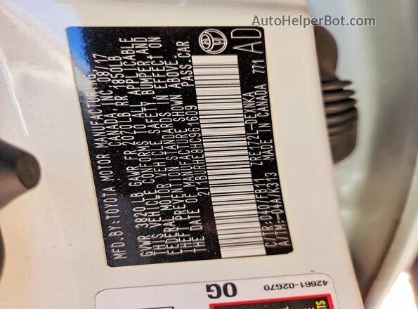 2T1BURHE8HC961609 2017 TOYOTA COROLLA White 