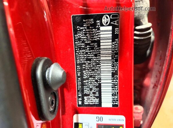 2T1BURHE8JC983101 2018 TOYOTA COROLLA Red VIN կոդի պիտակի տեսք
