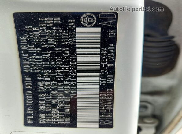 2T1BURHE9GC580740 2016 TOYOTA COROLLA White ძრავის განყოფილების ხედი