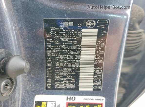 2T1BURHE9HC793446 2017 TOYOTA COROLLA Синий Вид наклейки с VIN-кодом
