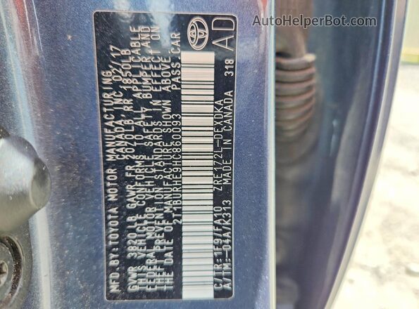 2T1BURHE9HC860093 2017 TOYOTA COROLLA Blue VIN კოდის სტიკერის ხედი