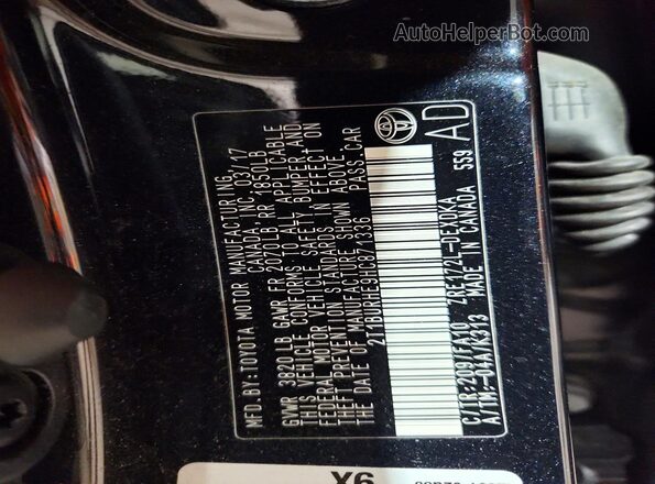 2T1BURHE9HC871336 2017 TOYOTA COROLLA Black Engine compartment view