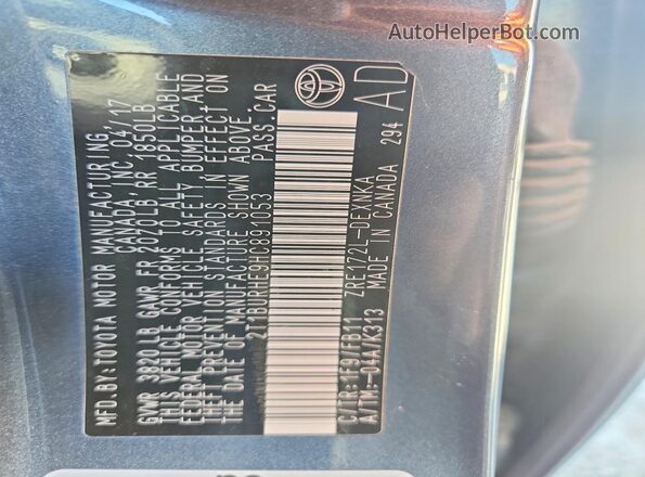 2T1BURHE9HC891053 2017 TOYOTA COROLLA Gray Շարժիչի բաժամունքի տեսք
