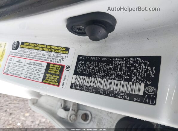 2T1BURHE9KC210445 2019 TOYOTA COROLLA White Вид підкапотного простору