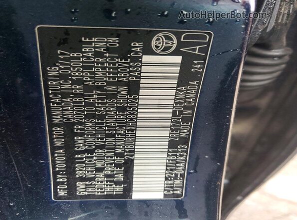 2T1BURHEXHC835025 2017 TOYOTA COROLLA Blue 