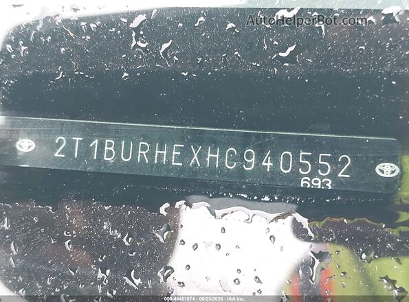 2T1BURHEXHC940552 2017 TOYOTA COROLLA Blue 