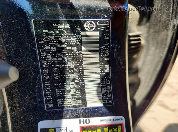 2T1BURHEXKC190075 2019 TOYOTA COROLLA Black 