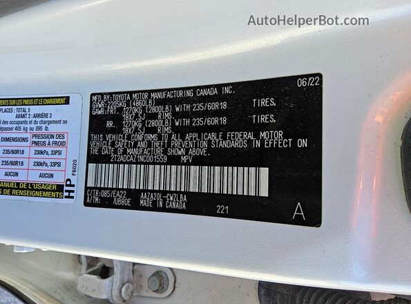 2T2ADCAZ1NC001559 2022 LEXUS NX White 