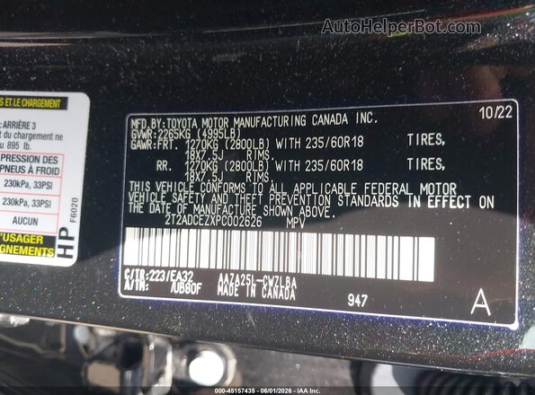 2T2ADCEZXPC002626 2023 LEXUS NX 250 Black Vista del compartimento del motor
