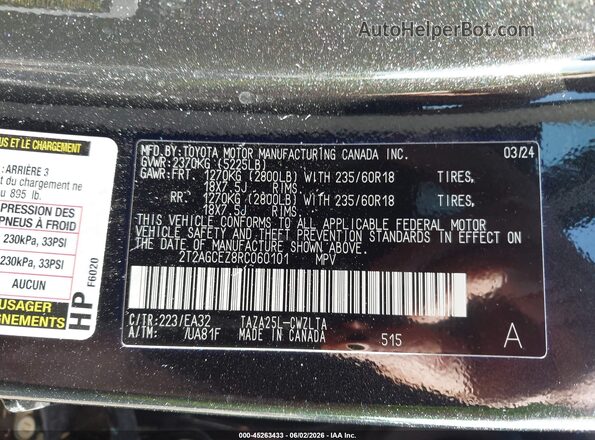 2T2AGCEZ8RC060101 2024 LEXUS NX 350 Black Widok komory silnika