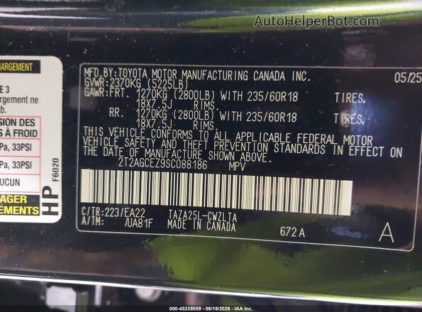 2T2AGCEZ9SC088186 2025 LEXUS NX 350 Black 
