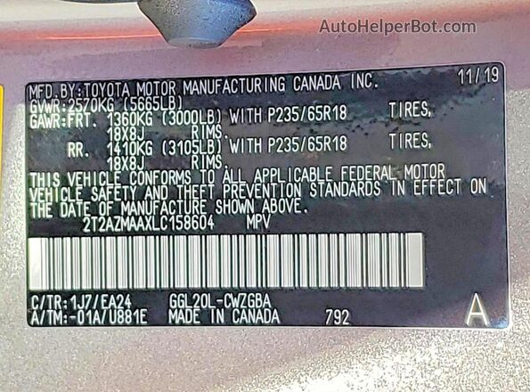 2T2AZMAAXLC158604 2020 LEXUS RX Gray 