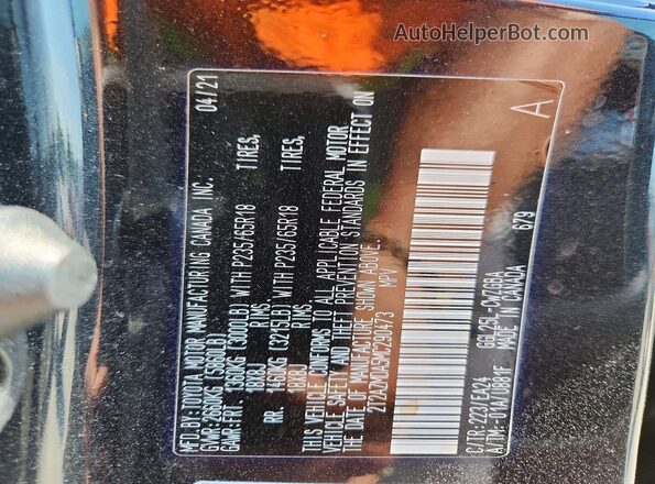 2T2AZMDA5MC290473 2021 LEXUS RX Black VIN კოდის სტიკერის ხედი
